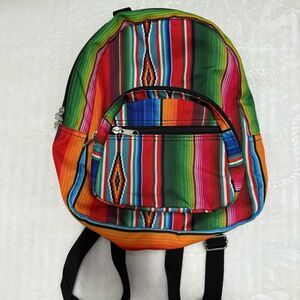 Colorful small Indian blanket design Striped Backpack